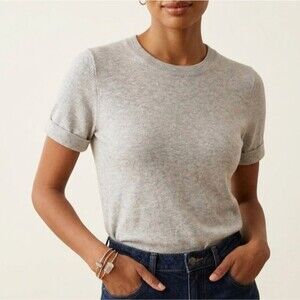 J.Crew Sustainable Knit Top L Neutral Quiet Luxury Minimalist Capsule Soft